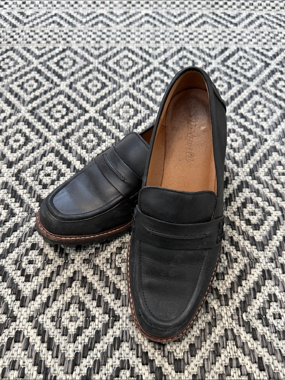 Madewell Black Leather Penny Loafers